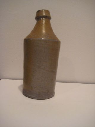 Old Antique Primitive Stoneware Pottery Rum Beer Bottle Jug Marked Blob Cork Top 8