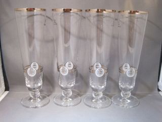 Set Of 4 Warsteiner Brewery German Beer Pilsner Glass 0.  21l Barware Euc