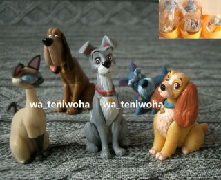 Set Lady And The Tramp 5 Figures So Tiny Disney Choco Egg Si Am Cat Dog
