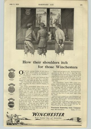 1919 Paper Ad Winchester Store Window Dislay Posters Shooting Metals Arms Co