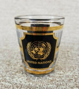 Vintage United Nations 22 Kt Gold & Black Shot Glass