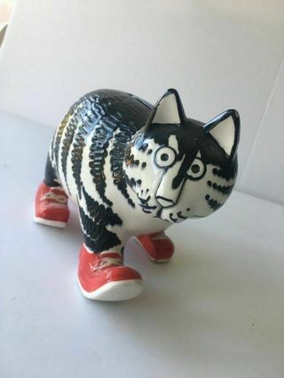 Vintage Authentic Kliban The Cat Coin Bank With Tail Red Sneakers Kitty