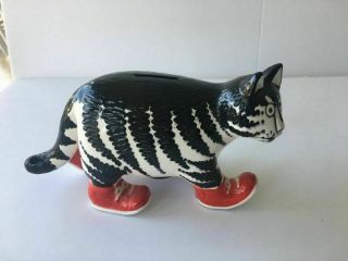 Vintage AUTHENTIC Kliban the Cat Coin bank with tail red Sneakers kitty 2