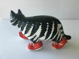 Vintage AUTHENTIC Kliban the Cat Coin bank with tail red Sneakers kitty 3