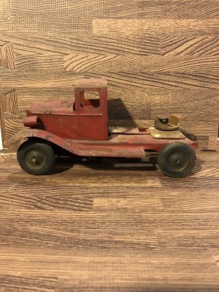 Antique Pressed Steel Girard Stake Farm Truck Toy W/ Balloon Tires 2