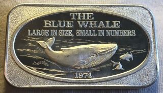 The Blue Whale 1 Troy Oz Silver Art Bar 1974 Ussc