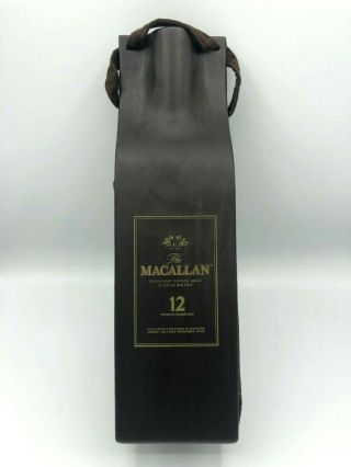 The Macallan 12 Scotch Whisky Leather Bottle Brown Travel Bag Collectible