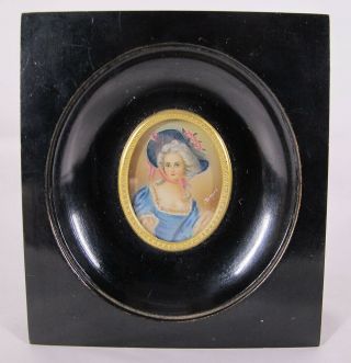 Antique 1800 ' s Portrait Miniature Painting of Lady in Hat Signed Dimare yqz 6