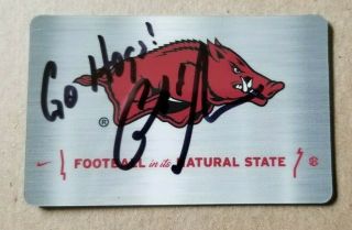 Autographed Chard Morris Business Card W/coa Arkansas Razorbacks Football