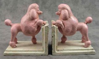 Pink Standard Poodle Cast Iron Heavy Bookends Book Ends