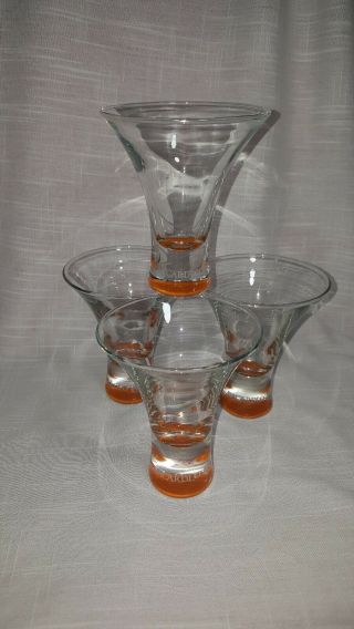 " Bacardi O " Flared Rim Etched Lowball Cocktail Glasses (4)
