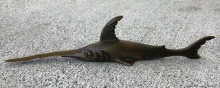 Antique Bronze Swordfish Los Angeles Casket Funeral Advertising Letter Opener
