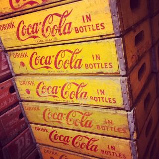 1 Vintage 1960’s Yellow Coke Coca Cola In Bottles Wood Soda Pop Crates