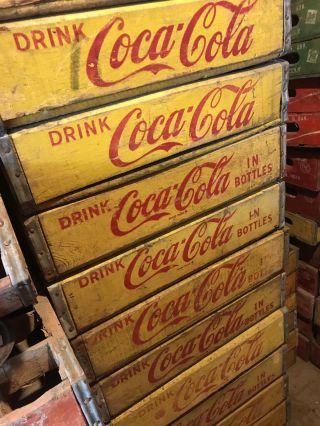 1 Vintage 1960’s Yellow Coke Coca Cola In Bottles Wood Soda Pop Crates 6