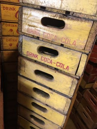 1 Vintage 1960’s Yellow Coke Coca Cola In Bottles Wood Soda Pop Crates 7
