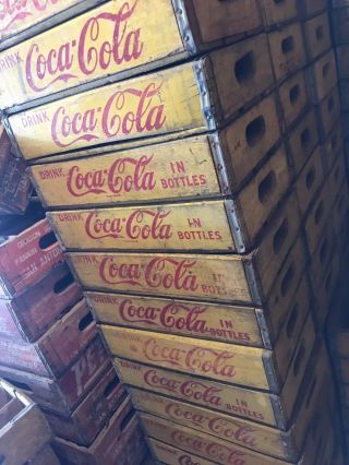 1 Vintage 1960’s Yellow Coke Coca Cola In Bottles Wood Soda Pop Crates 8