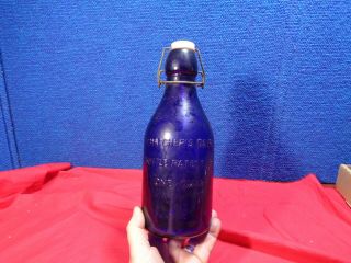 Vintage Milk Bottle Cobalt Blue Glass Absolutely Pure Milk