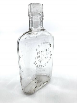 Whiskey Flask - " J.  Aronson/104 - 106/first Ave.  /south/seattle,  Wash.  " - Tool Top