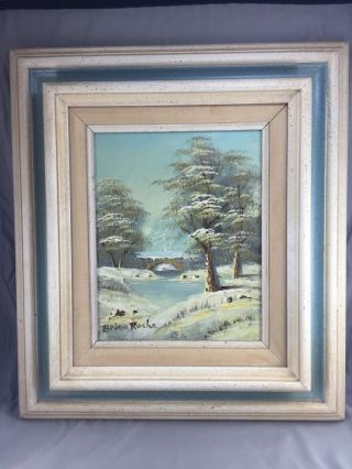 Brian Roche Signed Oil On Canvas Winter Scene Framed To Match The Painting