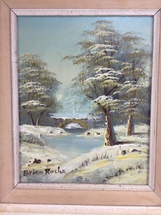 BRIAN ROCHE signed OIL ON CANVAS WINTER SCENE FRAMED TO MATCH THE PAINTING 2