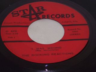 Garage Rock 45 The Rocking Reactions I Was Wrong/Wednesday Night 1969 Star 5001 3