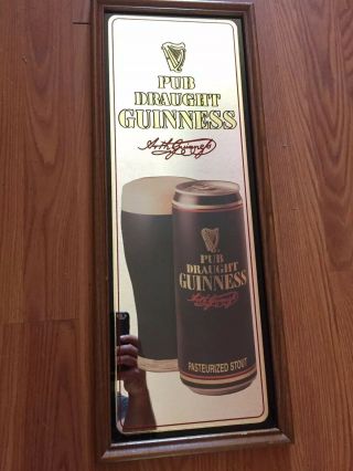 Guinness Beer Vintage Sign Mirror Bar Decor Game Room Man Cave 24” X 10”