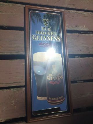Guinness Beer Vintage Sign Mirror Bar Decor Game Room Man Cave 24” x 10” 2