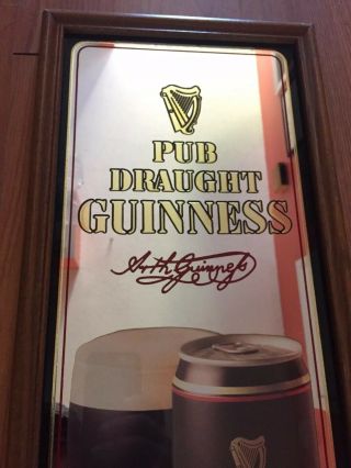 Guinness Beer Vintage Sign Mirror Bar Decor Game Room Man Cave 24” x 10” 3