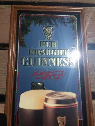 Guinness Beer Vintage Sign Mirror Bar Decor Game Room Man Cave 24” x 10” 4