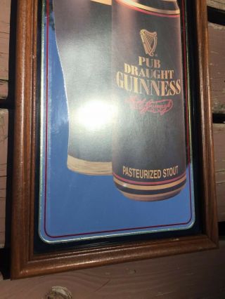 Guinness Beer Vintage Sign Mirror Bar Decor Game Room Man Cave 24” x 10” 5