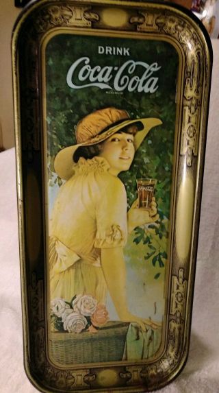 Vintage 1916 Coca Cola Metal Tray Rectangular Colorful Advertising Elaine 4