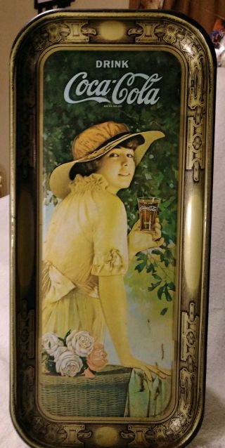 Vintage 1916 Coca Cola Metal Tray Rectangular Colorful Advertising Elaine 8
