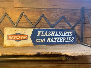 Old Vintage 1960s Ray O Vac Flashlights And Batteries Advertising Sign Store Gas