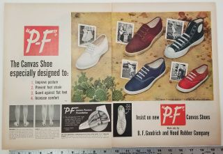 1956 Sneakerhead Pf Canvas Shoe Ad B F Goodrich And Hood Rubber Company