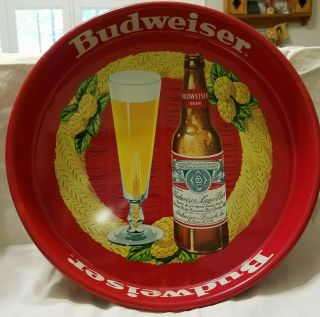 Vintage,  Budweiser Beer,  Round Metal Tray 13 1/4 " Diameter.