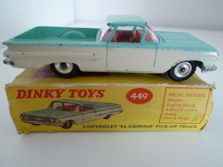 Vintage Dinky 449 Chevrolet El Camino Pick Up Truck Inc Part Box Issued 1961