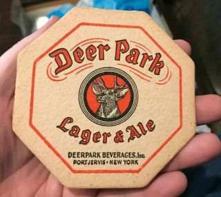 Vintage Deer Park Beer 4 " Inch Coaster Deerpark Beverages Brewing Port Jervis Ny
