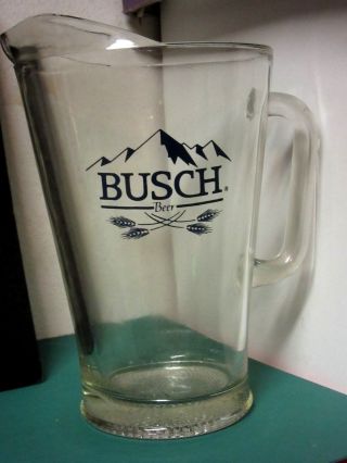 Busch Beer Clear Glass Large Pitcher With Logo Image 9 " H Euc