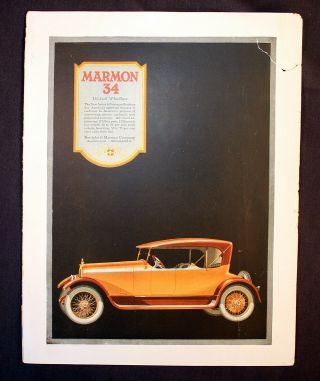 Antique Marmon 34 Automobile Car Ad Or Pennsylvania Tube Rubber Company Ad 1917