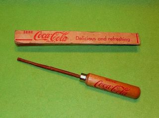 Vintage Drink Coca Cola Trademark Wooden Handle Ice Pick / Sheath & Box.  8 5/8 "