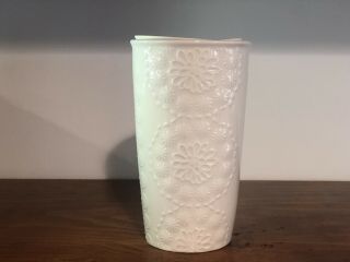 Starbucks Lace Embossed White Floral Double Wall Mother Day Tumbler 10 Oz Rare