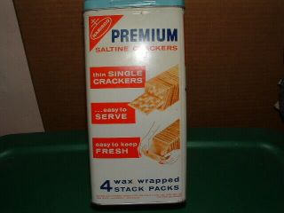 Vintage Nabisco Premium Saltine Crackers Tin 14oz.  Enriched Flour Label