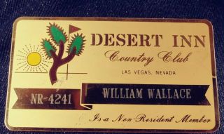 Las Vegas,  Nv Desert Inn Country Club Non Resident Membership Card Brass