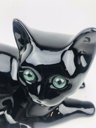 Elba Alcobaca Black Cat Ceramic Glass Eyes Figurine 2