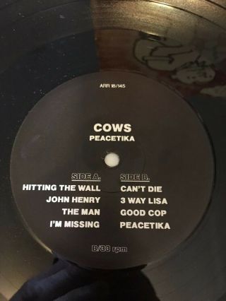 Cows - Peacetika LP 1991 Am rep Noise Melvins Jesus Lizard Tad Punk 7