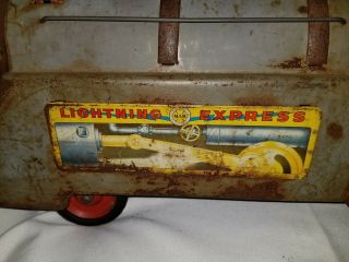 VINTAGE MARX 3000 RIDE ON TRAIN ENGINE - LIGHTNING EXPRESS - FROM 50s ' OR 60 ' S 2