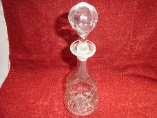 Vintage Clear Glass Wine Decanter With Ground Glass Stopper