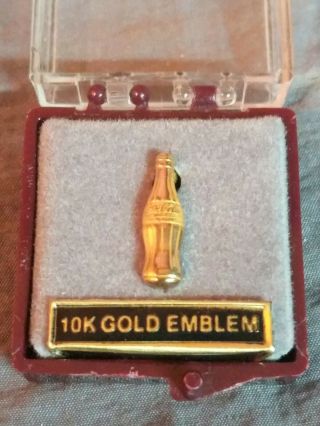 Vintage Coca - Cola Service Employee 10k Gold 5/8 " Bottle Lapel Pin