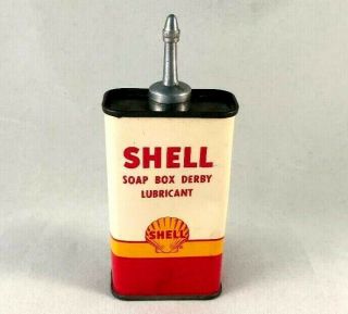 Shell Soap Box Derby Oil Handy Oiler Lead Top Rare Advertising Gas Oil Tin Can