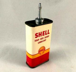 SHELL SOAP BOX DERBY OIL HANDY OILER LEAD TOP Rare Advertising Gas Oil Tin Can 2